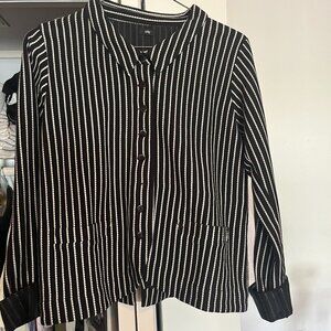 Tulip Brand Black and White Striped Jacket/Blazer